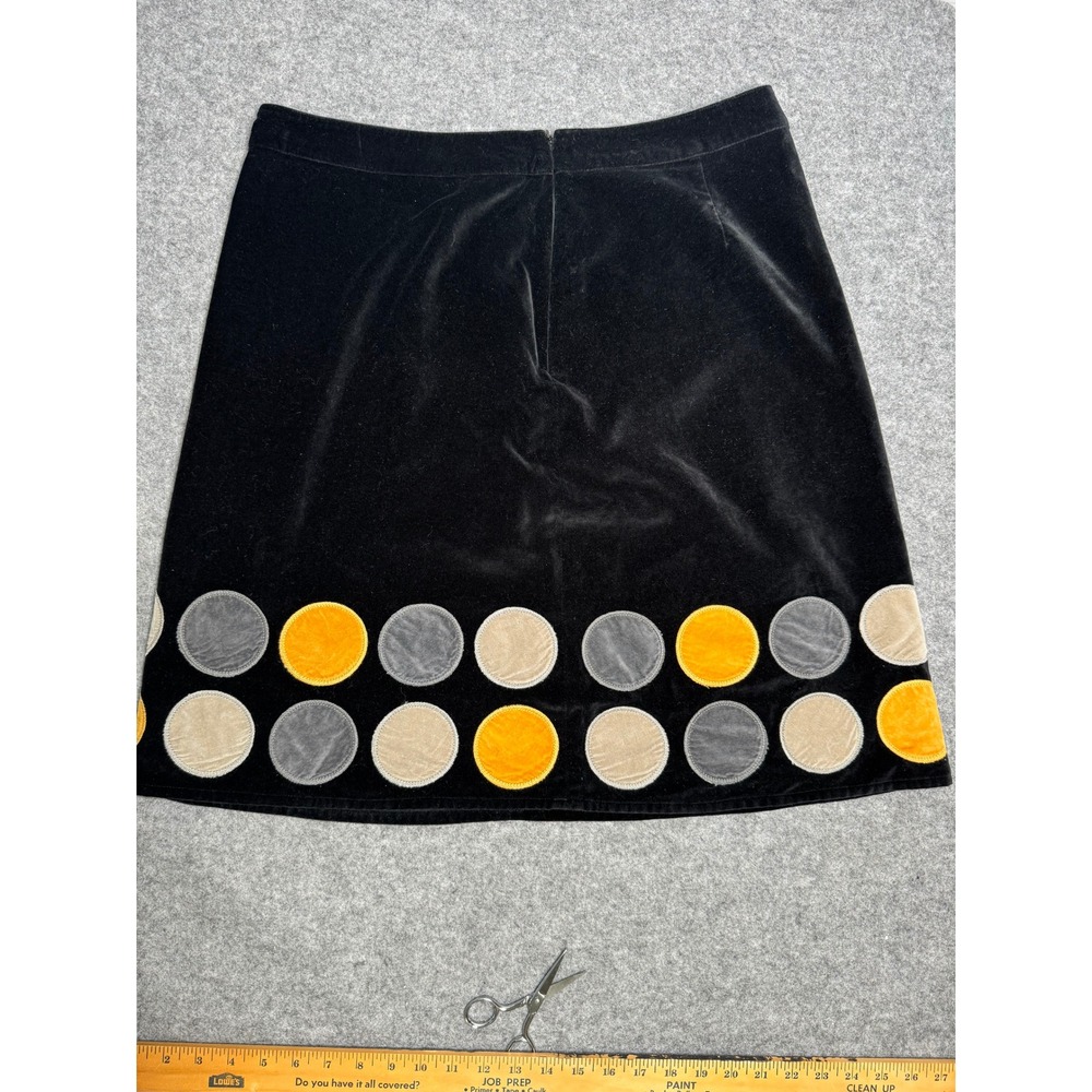 Vintage Boden Black Velvet A-Lined Skirt w/Circle Applique Size 16R - Picture 2 of 8